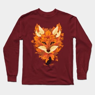 Red Fox and The Autumn Leaves Long Sleeve T-Shirt